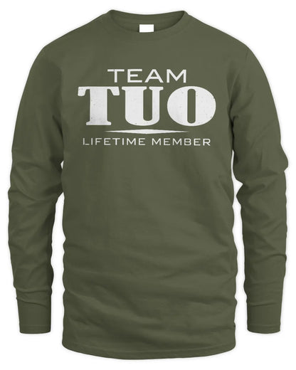TUO BL62-K4-128 - Personalized “Team NAME Lifetime Member” - Men's Long Sleeved T-Shirt - Military Green