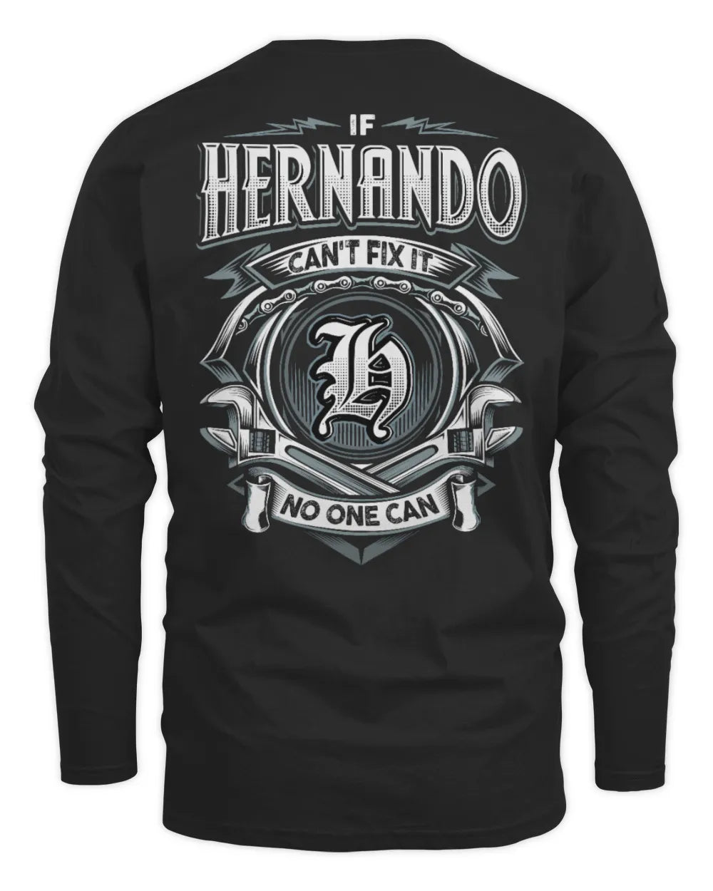 HERNANDO AP81-K4-626 - Personalized Ahmed Quote Apparel “If Ahmed Can't Fix It, No One Can” - Men's Long Sleeved T-Shirt - Black