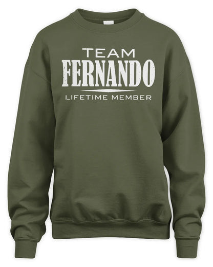 FERNANDO BL62-K4-128 - Personalized “Team NAME Lifetime Member” - Unisex Sweatshirt - Military Green
