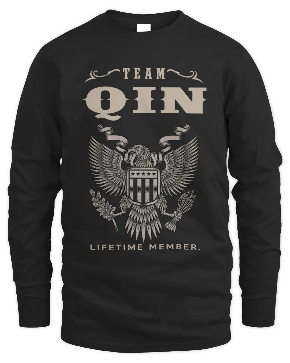 QIN TP06-K82 – Personalized Classic Style Apparel “Team NAME Lifetime Member” - Men's Long Sleeved T-Shirt - Black