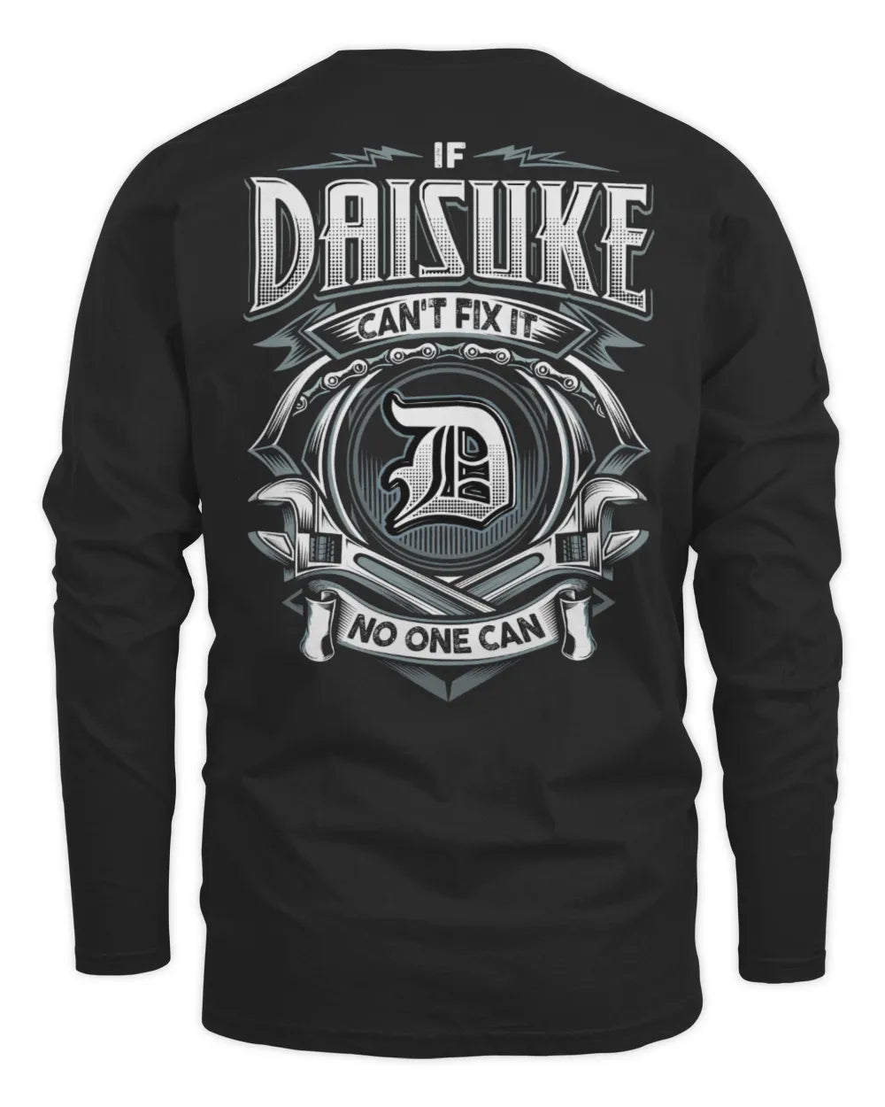 DAISUKE AP81-K4-626 - Personalized Ahmed Quote Apparel “If Ahmed Can't Fix It, No One Can” - Men's Long Sleeved T-Shirt - Black