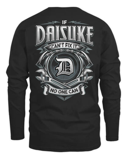 DAISUKE AP81-K4-626 - Personalized Ahmed Quote Apparel “If Ahmed Can't Fix It, No One Can” - Men's Long Sleeved T-Shirt - Black