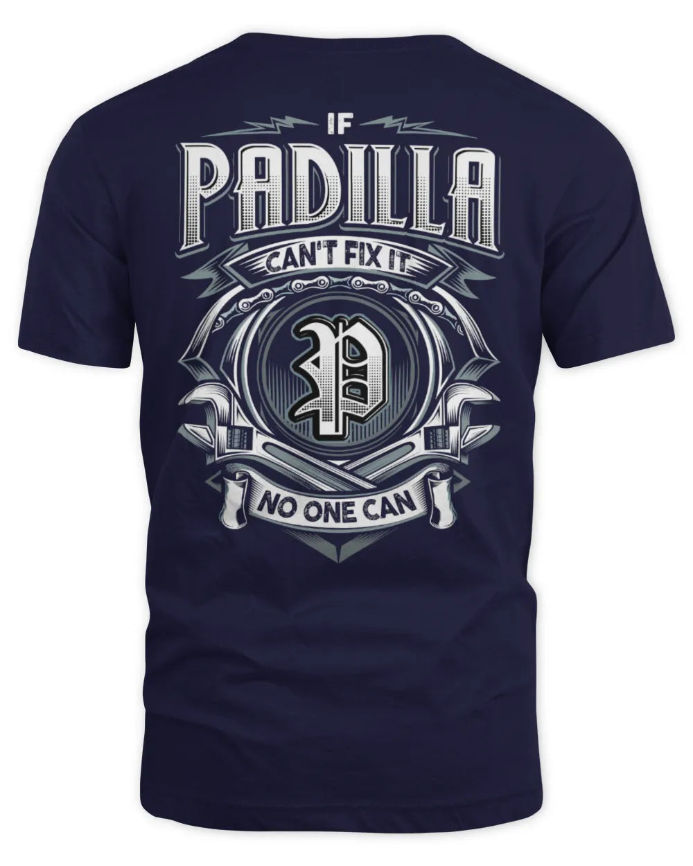 PADILLA AP81-K4-626 - Personalized Ahmed Quote Apparel “If Ahmed Can't Fix It, No One Can” - Unisex Standard T-Shirt - Navy