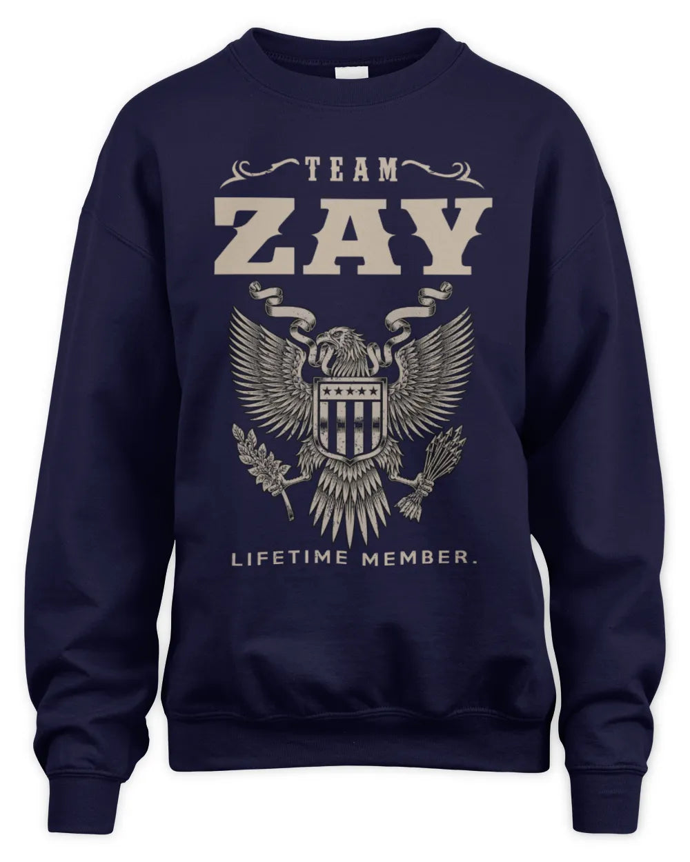 ZAY TP06-K82 – Personalized Classic Style Apparel “Team NAME Lifetime Member” - Unisex Sweatshirt - Navy