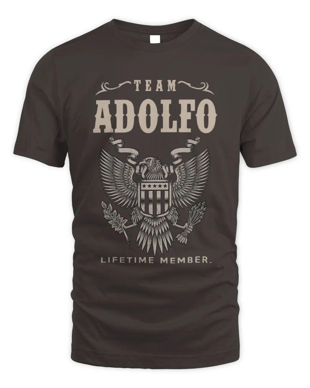 ADOLFO TP06-K82 – Personalized Classic Style Apparel “Team NAME Lifetime Member” - Unisex Standard T-Shirt - Dark Chocolate