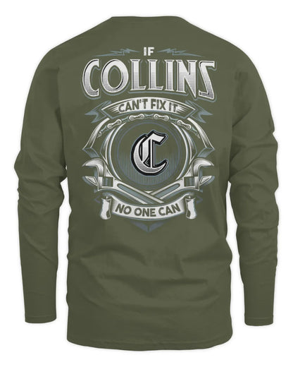 COLLINS AP81-K4-626 - Personalized Ahmed Quote Apparel “If Ahmed Can't Fix It, No One Can” - Men's Long Sleeved T-Shirt - Military Green