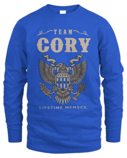 CORY TP06-K82 – Personalized Classic Style Apparel “Team NAME Lifetime Member” - Men's Long Sleeved T-Shirt - Royal