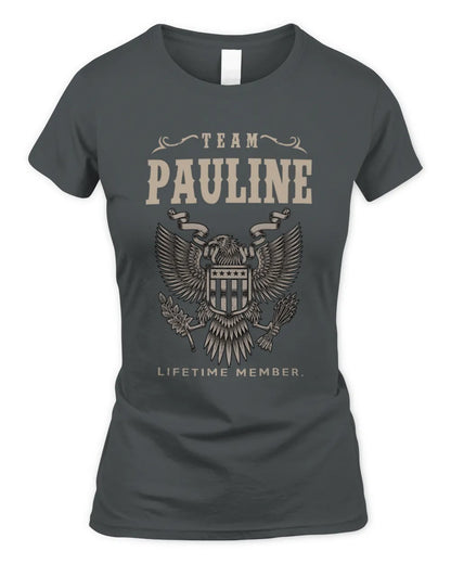 PAULINE TP06-K82 – Personalized Classic Style Apparel “Team NAME Lifetime Member” - Women's Standard T-Shirt - Charcoal