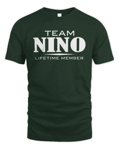 NINO BL62-K4-128 - Personalized “Team NAME Lifetime Member” - Unisex Standard T-Shirt - Forest Green