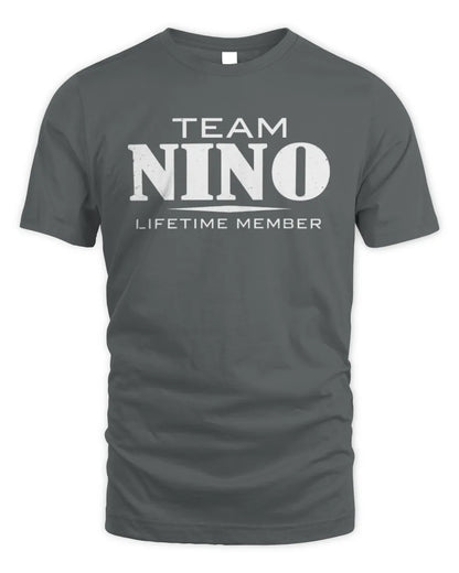 NINO BL62-K4-128 - Personalized “Team NAME Lifetime Member” - Unisex Standard T-Shirt - Charcoal