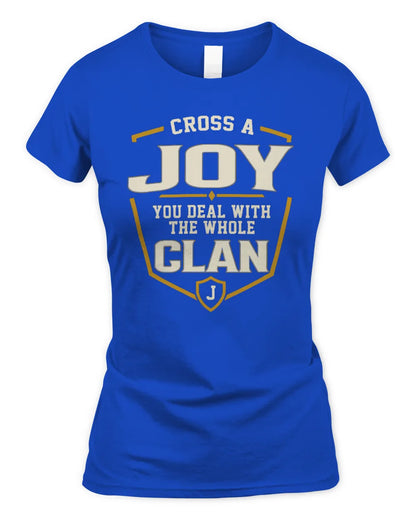 JOY NT1-K008 Cross A/An NAME, You Deal With the Whole Clan | Personalized Vintage T-Shirt - Women's Standard T-Shirt - Royal