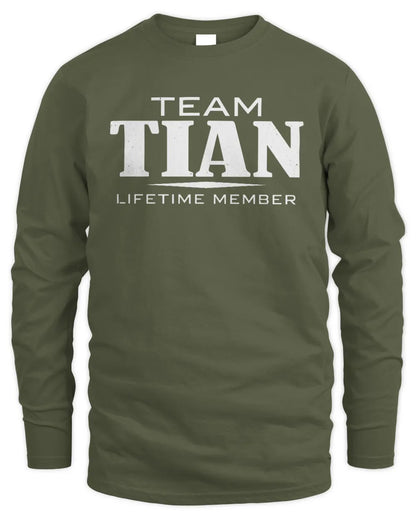 TIAN BL62-K4-128 - Personalized “Team NAME Lifetime Member” - Men's Long Sleeved T-Shirt - Military Green