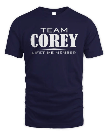 COREY BL62-K4-128 - Personalized “Team NAME Lifetime Member” - Unisex Standard T-Shirt - Navy