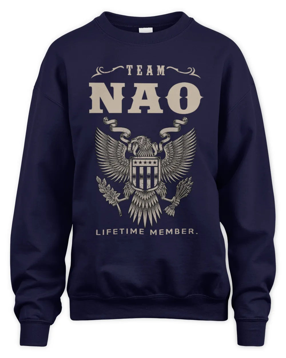 NAO TP06-K82 – Personalized Classic Style Apparel “Team NAME Lifetime Member” - Unisex Sweatshirt - Navy