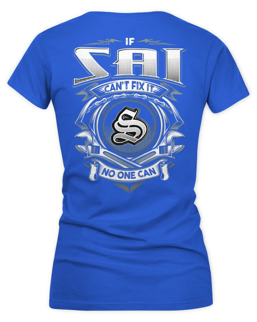 SAI AP81-K4-626 - Personalized Ahmed Quote Apparel “If Ahmed Can't Fix It, No One Can” - Women's V-Neck T-Shirt - Royal