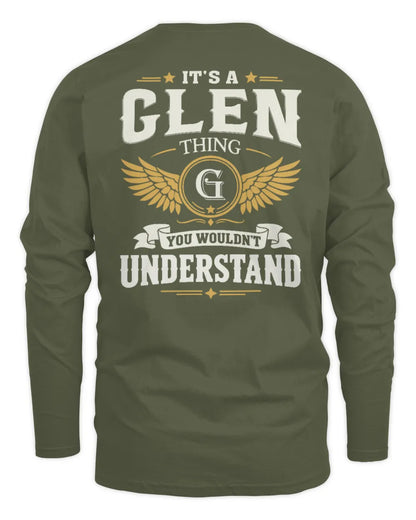 GLEN KT06-M008 It’s a [NAME] Thing – You Wouldn’t Understand | Personalized Vintage T-Shirt - Men's Long Sleeved T-Shirt - Military Green