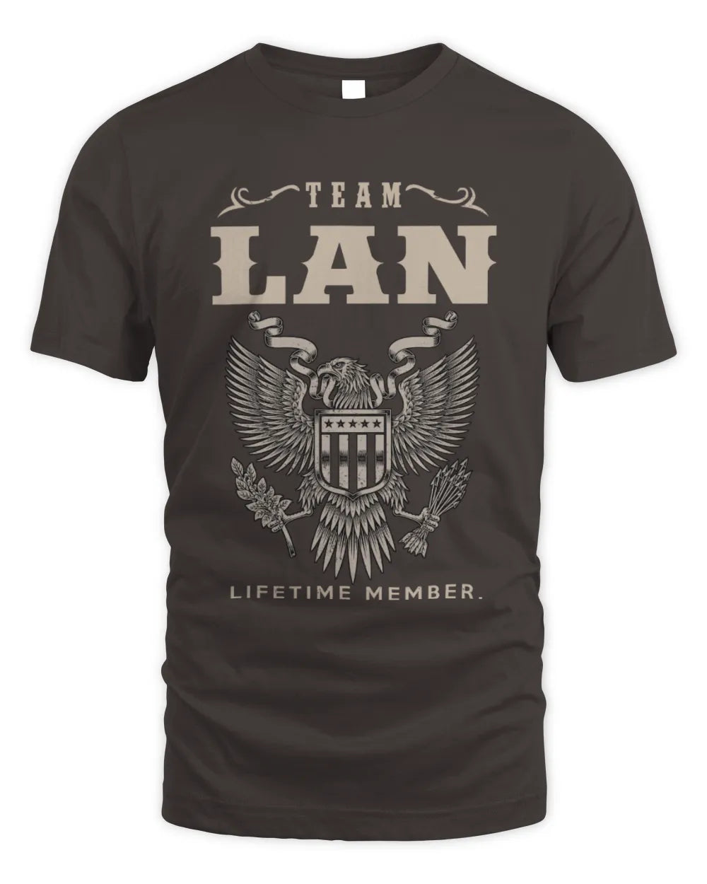 LAN TP06-K82 – Personalized Classic Style Apparel “Team NAME Lifetime Member” - Unisex Standard T-Shirt - Dark Chocolate