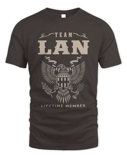 LAN TP06-K82 – Personalized Classic Style Apparel “Team NAME Lifetime Member” - Unisex Standard T-Shirt - Dark Chocolate