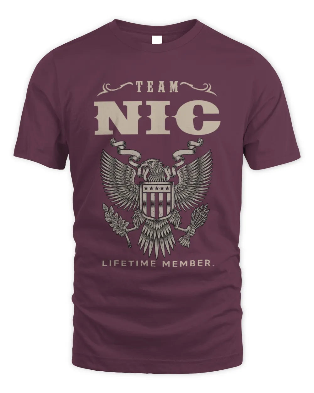 NIC TP06-K82 – Personalized Classic Style Apparel “Team NAME Lifetime Member” - Unisex Standard T-Shirt - Maroon