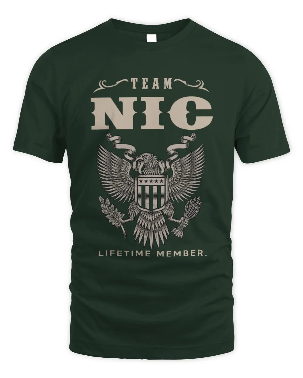 NIC TP06-K82 – Personalized Classic Style Apparel “Team NAME Lifetime Member” - Unisex Standard T-Shirt - Forest Green