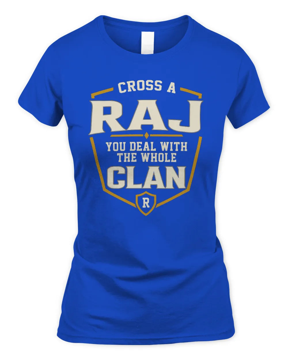 RAJ NT1-K008 Cross A/An NAME, You Deal With the Whole Clan | Personalized Vintage T-Shirt - Women's Standard T-Shirt - Royal