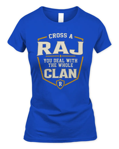 RAJ NT1-K008 Cross A/An NAME, You Deal With the Whole Clan | Personalized Vintage T-Shirt - Women's Standard T-Shirt - Royal