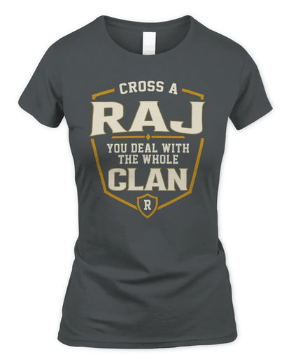 RAJ NT1-K008 Cross A/An NAME, You Deal With the Whole Clan | Personalized Vintage T-Shirt - Women's Standard T-Shirt - Charcoal