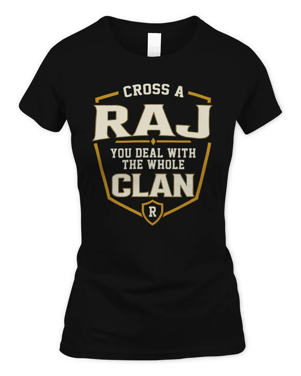 RAJ NT1-K008 Cross A/An NAME, You Deal With the Whole Clan | Personalized Vintage T-Shirt - Women's Standard T-Shirt - Black