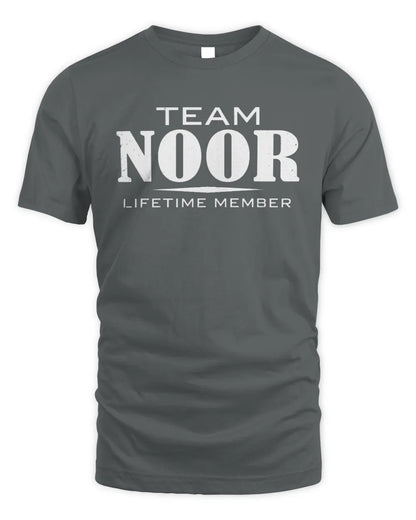 NOOR BL62-K4-128 - Personalized “Team NAME Lifetime Member” - Unisex Standard T-Shirt - Charcoal