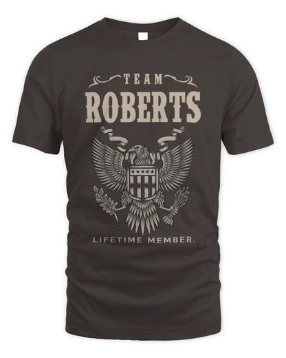 ROBERTS TP06-K82 – Personalized Classic Style Apparel “Team NAME Lifetime Member” - Unisex Standard T-Shirt - Dark Chocolate