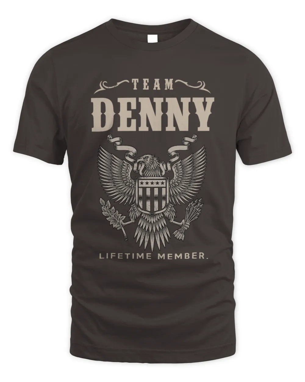 DENNY TP06-K82 – Personalized Classic Style Apparel “Team NAME Lifetime Member” - Unisex Standard T-Shirt - Dark Chocolate