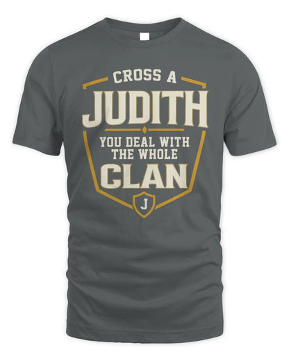 JUDITH NT1-K008 Cross A/An NAME, You Deal With the Whole Clan | Personalized Vintage T-Shirt - Unisex Standard T-Shirt - Charcoal