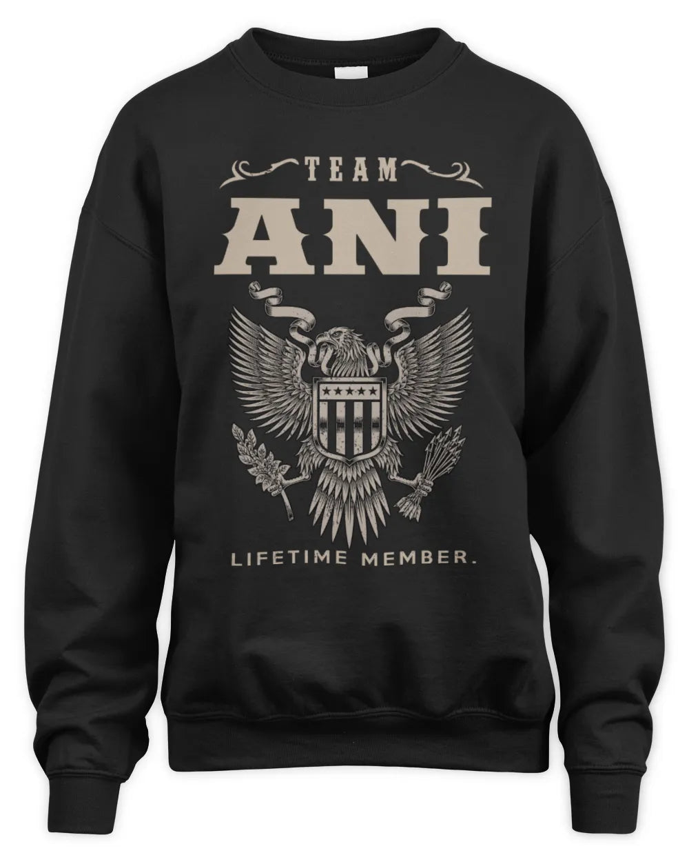 ANI TP06-K82 – Personalized Classic Style Apparel “Team NAME Lifetime Member” - Unisex Sweatshirt - Black