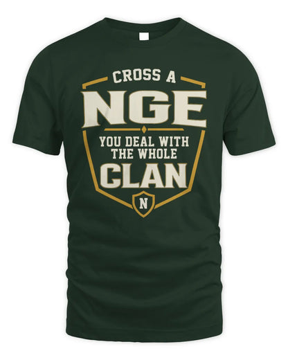 NGE NT1-K008 Cross A/An NAME, You Deal With the Whole Clan | Personalized Vintage T-Shirt - Unisex Standard T-Shirt - Forest Green