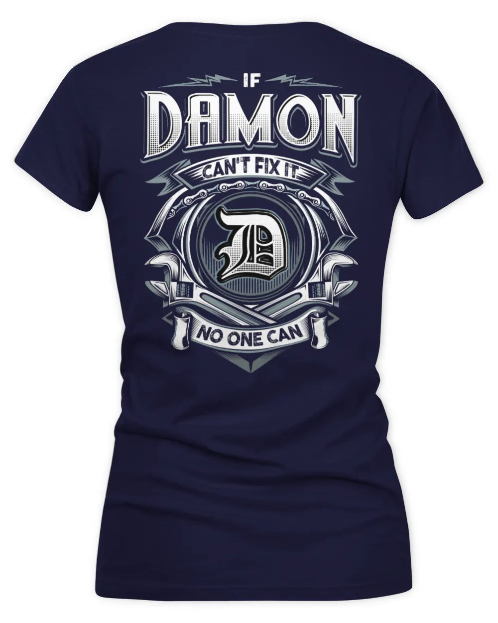 DAMON AP81-K4-626 - Personalized Ahmed Quote Apparel “If Ahmed Can't Fix It, No One Can” - Women's V-Neck T-Shirt - Navy