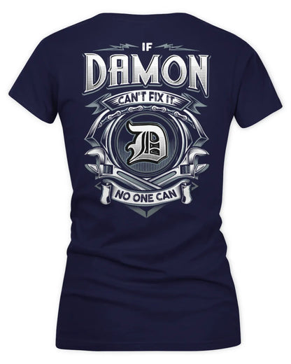 DAMON AP81-K4-626 - Personalized Ahmed Quote Apparel “If Ahmed Can't Fix It, No One Can” - Women's V-Neck T-Shirt - Navy