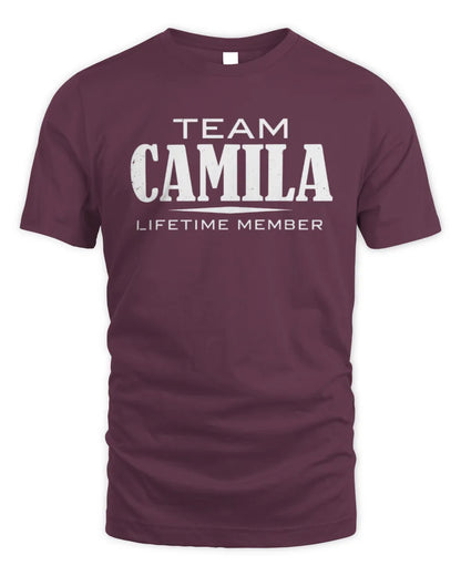 CAMILA BL62-K4-128 - Personalized “Team NAME Lifetime Member” - Unisex Standard T-Shirt - Maroon