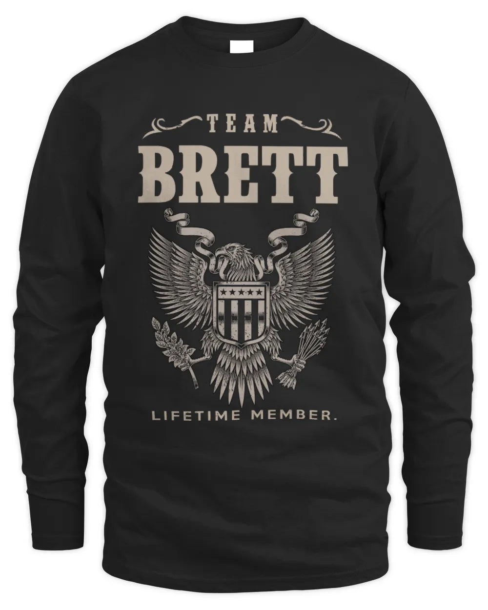 BRETT TP06-K82 – Personalized Classic Style Apparel “Team NAME Lifetime Member” - Men's Long Sleeved T-Shirt - Black