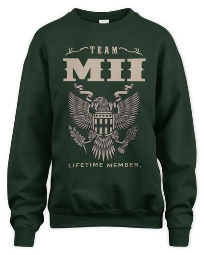 MII TP06-K82 – Personalized Classic Style Apparel “Team NAME Lifetime Member” - Unisex Sweatshirt - Forest Green