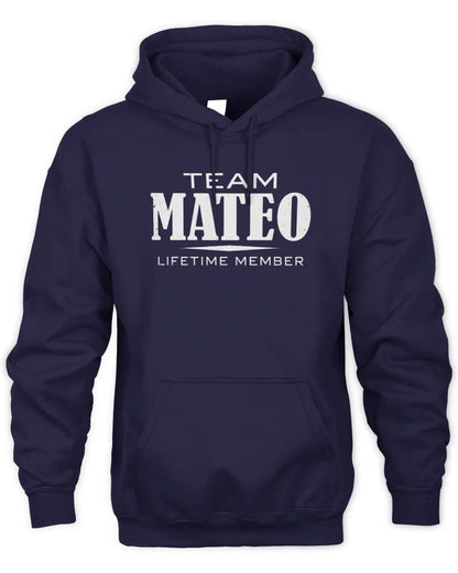 MATEO BL62-K4-128 - Personalized “Team NAME Lifetime Member” - Unisex Hoodie - Navy