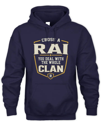 RAI NT1-K008 Cross A/An NAME, You Deal With the Whole Clan | Personalized Vintage T-Shirt - Unisex Hoodie - Navy