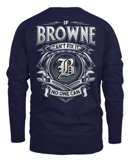 BROWNE AP81-K4-626 - Personalized Ahmed Quote Apparel “If Ahmed Can't Fix It, No One Can” - Men's Long Sleeved T-Shirt - Navy
