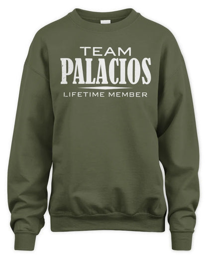 PALACIOS BL62-K4-128 - Personalized “Team NAME Lifetime Member” - Unisex Sweatshirt - Military Green