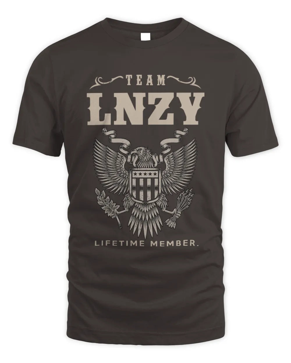 LNZY TP06-K82 – Personalized Classic Style Apparel “Team NAME Lifetime Member” - Unisex Standard T-Shirt - Dark Chocolate