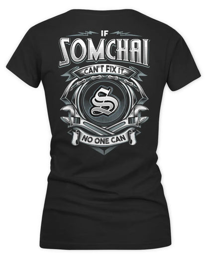 SOMCHAI AP81-K4-626 - Personalized Ahmed Quote Apparel “If Ahmed Can't Fix It, No One Can” - Women's V-Neck T-Shirt - Black