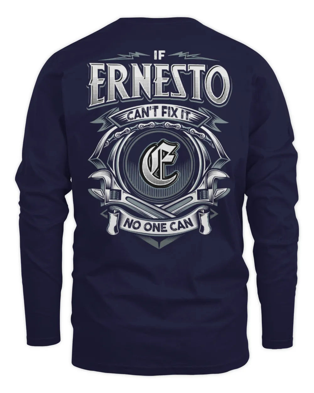 ERNESTO AP81-K4-626 - Personalized Ahmed Quote Apparel “If Ahmed Can't Fix It, No One Can” - Men's Long Sleeved T-Shirt - Navy