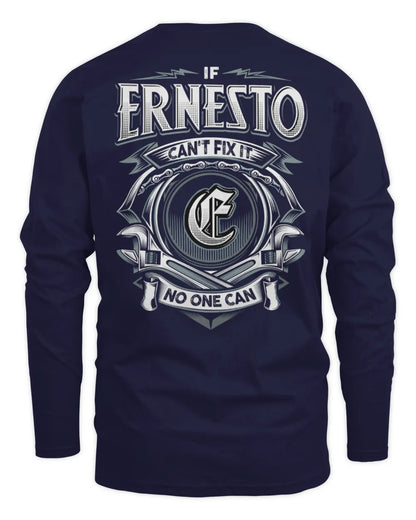 ERNESTO AP81-K4-626 - Personalized Ahmed Quote Apparel “If Ahmed Can't Fix It, No One Can” - Men's Long Sleeved T-Shirt - Navy