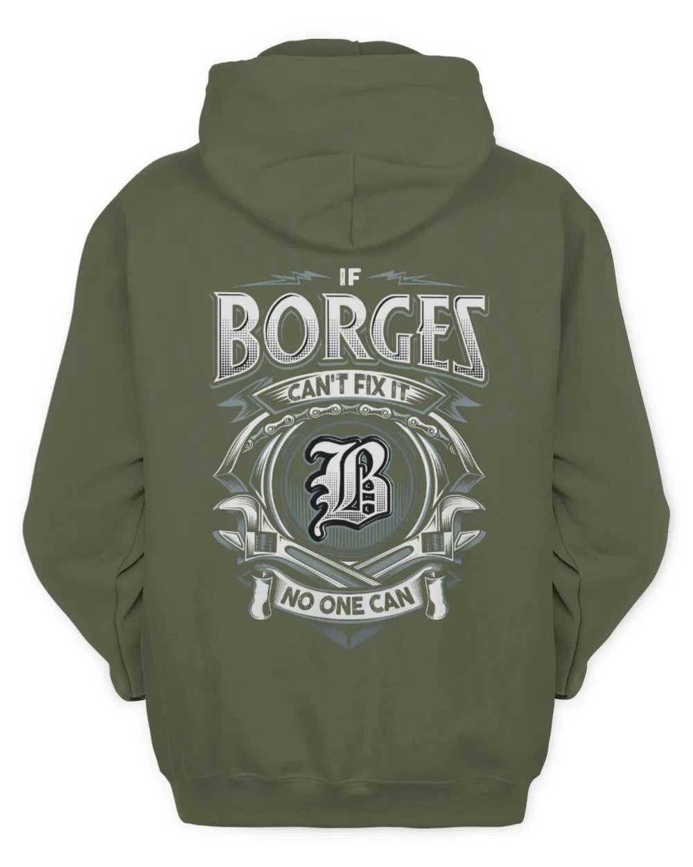 BORGES AP81-K4-626 - Personalized Ahmed Quote Apparel “If Ahmed Can't Fix It, No One Can” - Unisex Hoodie - Military Green