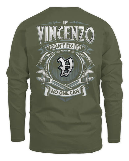 VINCENZO AP81-K4-626 - Personalized Ahmed Quote Apparel “If Ahmed Can't Fix It, No One Can” - Men's Long Sleeved T-Shirt - Military Green