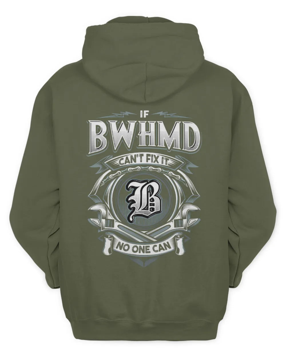 BWHMD AP81-K4-626 - Personalized Ahmed Quote Apparel “If Ahmed Can't Fix It, No One Can” - Unisex Hoodie - Military Green